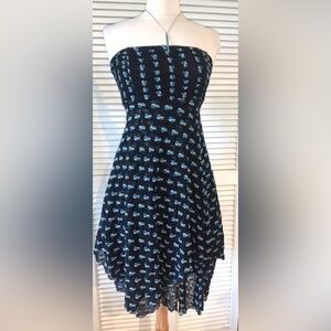 Free People Vintage Strapless Floral MIDI Embroidered Dress size small